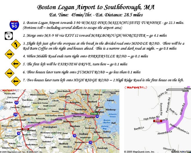 Boston Logan to Southborough - Mapquest