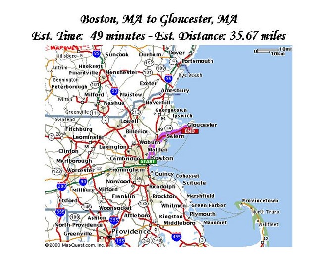 Boston-to-Gloucester mapquest